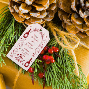 Cute red quirky doodle christmas custom holiday  gift tags