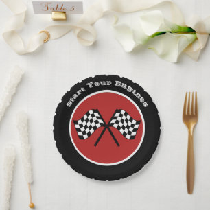 Cute Red Race Party Tire Paper Plate