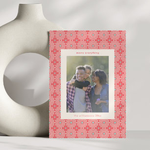 Cute Red Retro Mid Century Modern Vertical Photo Holiday Card