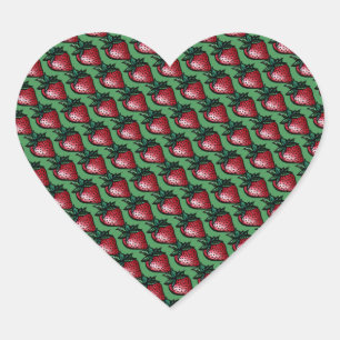 Cute red Ripe Strawberry Fruit Garden Heart Sticker
