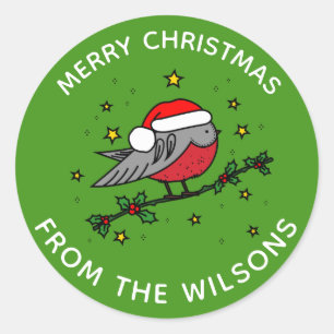 Cute Red Robin Bird Christmas Classic Round Sticke Sticker