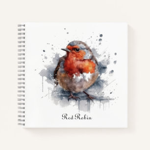 Cute Red Robin in watercolor Notebook
