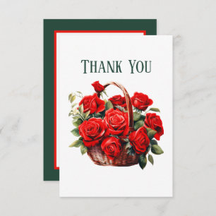 Cute red roses add message  thank you card