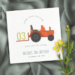 Cute Red Rust Farm Tractor Kids Any Age Birthday Napkin<br><div class="desc">A Fun Cute Boys RED RUST FARM TRACKTOR THEME BIRTHDAY Collection.- it's an Elegant Simple Minimal sketchy Illustration of farm tractor carrying the Birthday year, perfect for your little ones birthday party. It’s very easy to customise, with your personal details. If you need any other matching product or customisation, kindly...</div>