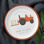 Cute Red Rust Farm Tractor Kids Any Age Birthday Paper Plate<br><div class="desc">A Fun Cute Boys RED RUST FARM TRACKTOR THEME BIRTHDAY Collection.- it's an Elegant Simple Minimal sketchy Illustration of farm tractor carrying the Birthday year, perfect for your little ones birthday party. It’s very easy to customise, with your personal details. If you need any other matching product or customisation, kindly...</div>