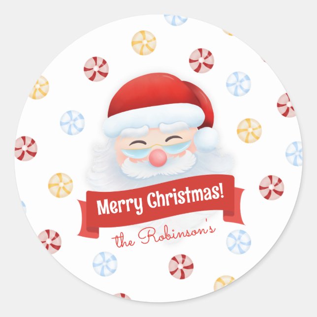 Cute Red Santa Claus Christmas Gift  Classic Round Sticker (Front)