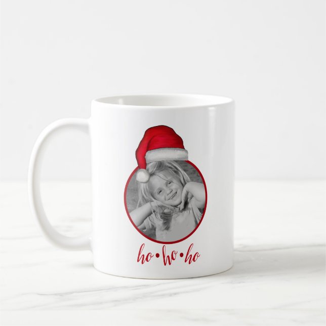 Cute Red Santa Hat Holiday Photo Christmas Coffee Mug (Left)