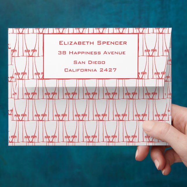 Cute Red Silhouette Coconut Trees Christmas Envelope (Hand)