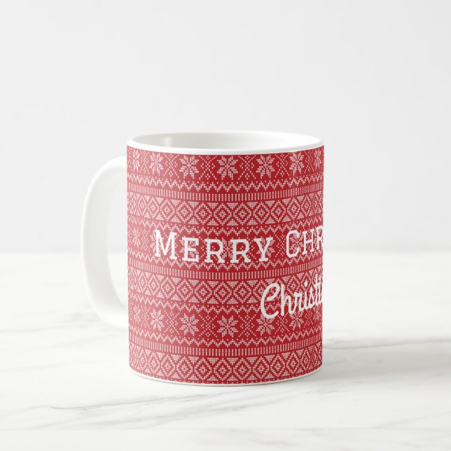 Cute Red simple Merry Christmas custom Coffee Mug (Front Left)