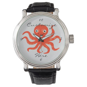 Cute Red Smiling Octopus Thunder_Cove Watch