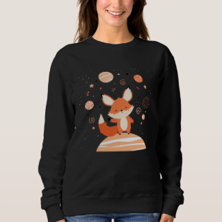 Cute Red Space Fox Float In Space Alone Cosmic Ani Sweatshirt
