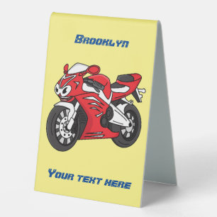 Cute red sports motorcycle cartoon