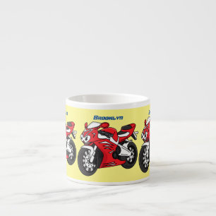 Cute red sports motorcycle cartoon espresso cup