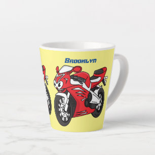 Cute red sports motorcycle cartoon latte mug