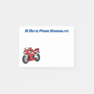 Cute red sports motorcycle cartoon post-it notes