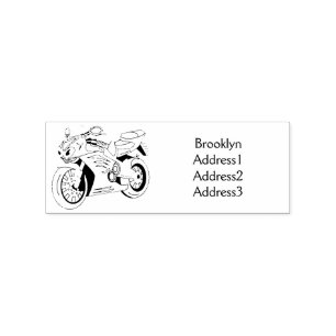 Cute red sports motorcycle cartoon  rubber stamp