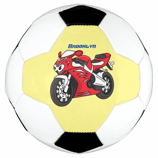 Cute red sports motorcycle cartoon soccer ball (Front)