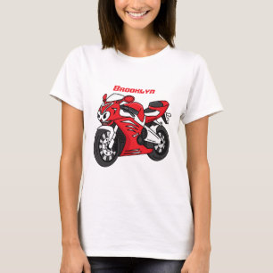 Cute red sports motorcycle cartoon T-Shirt