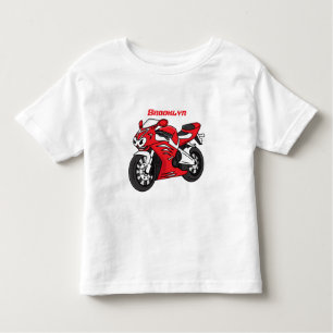 Cute red sports motorcycle cartoon toddler T-Shirt