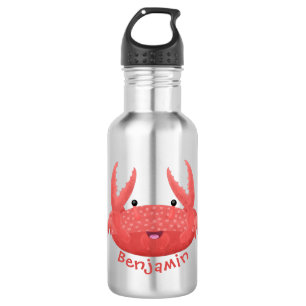 Cute red spotty crab cartoon illustration 532 ml water bottle