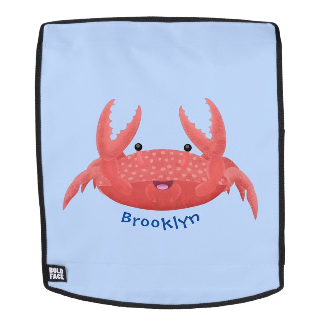 Cute red spotty crab cartoon illustration backpack (Removable Face)
