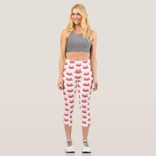 Cute red spotty crab cartoon illustration capri leggings