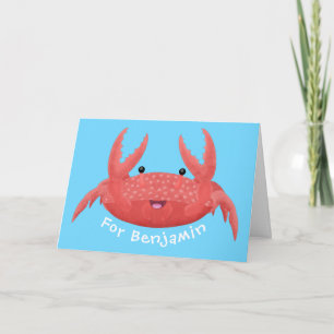 Cute red spotty crab cartoon illustration card