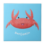 Cute red spotty crab cartoon illustration ceramic tile<br><div class="desc">This crabby spotty red crab is ready for seaside fun!  Drawn in cute cartoon illustration style.</div>