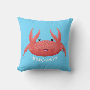 Cute red spotty crab cartoon illustration cushion