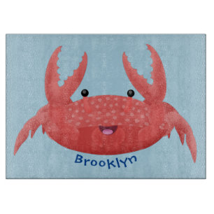 Cute red spotty crab cartoon illustration cutting board