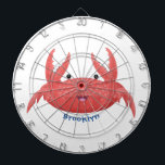 Cute red spotty crab cartoon illustration dartboard<br><div class="desc">This crabby spotty red crab is ready for seaside fun! Drawn in cute cartoon illustration style.</div>