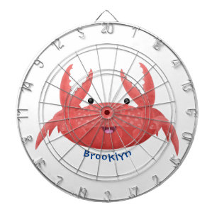 Cute red spotty crab cartoon illustration dartboard