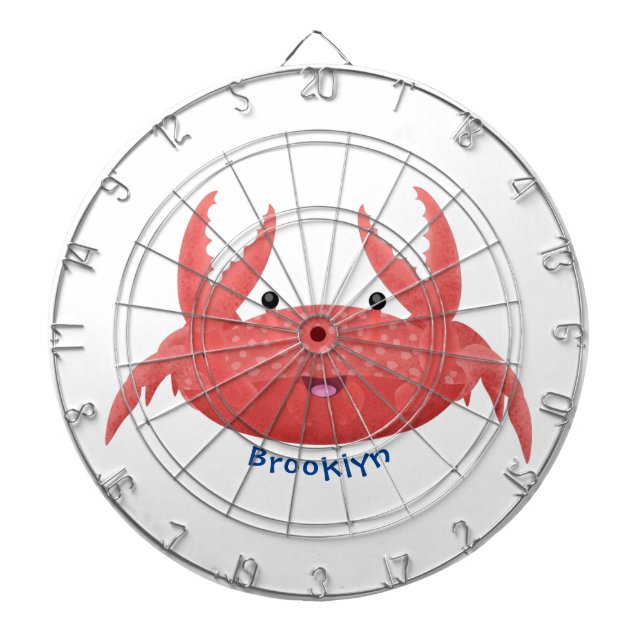 Cute red spotty crab cartoon illustration dartboard (Front)