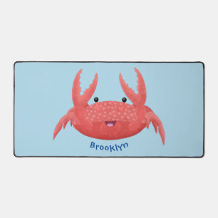 Cute red spotty crab cartoon illustration desk mat