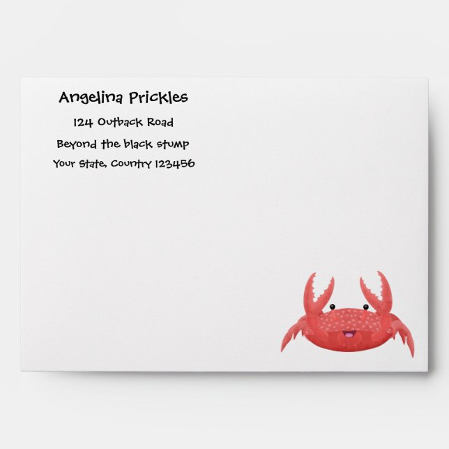 Cute red spotty crab cartoon illustration envelope (Front)