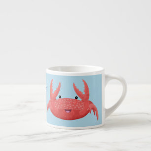 Cute red spotty crab cartoon illustration espresso cup