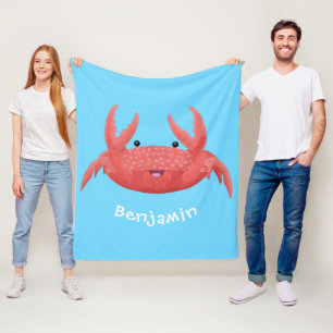 Cute red spotty crab cartoon illustration fleece blanket