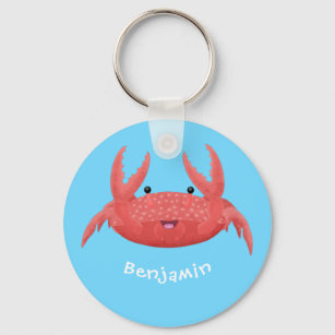 Cute red spotty crab cartoon illustration key ring