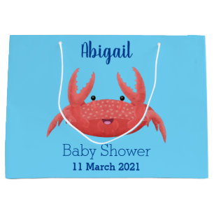 Cute red spotty crab cartoon illustration large gift bag