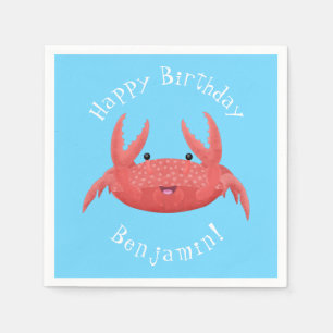 Cute red spotty crab cartoon illustration napkin