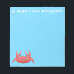 Cute red spotty crab cartoon illustration notepad<br><div class="desc">This crabby spotty red crab is ready for seaside fun!  Drawn in cute cartoon illustration style.</div>
