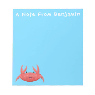 Cute red spotty crab cartoon illustration notepad