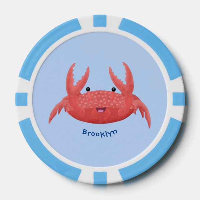 Cute red spotty crab cartoon illustration poker chips (Front)