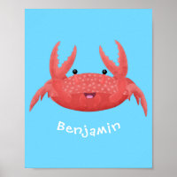 Cute red spotty crab cartoon illustration