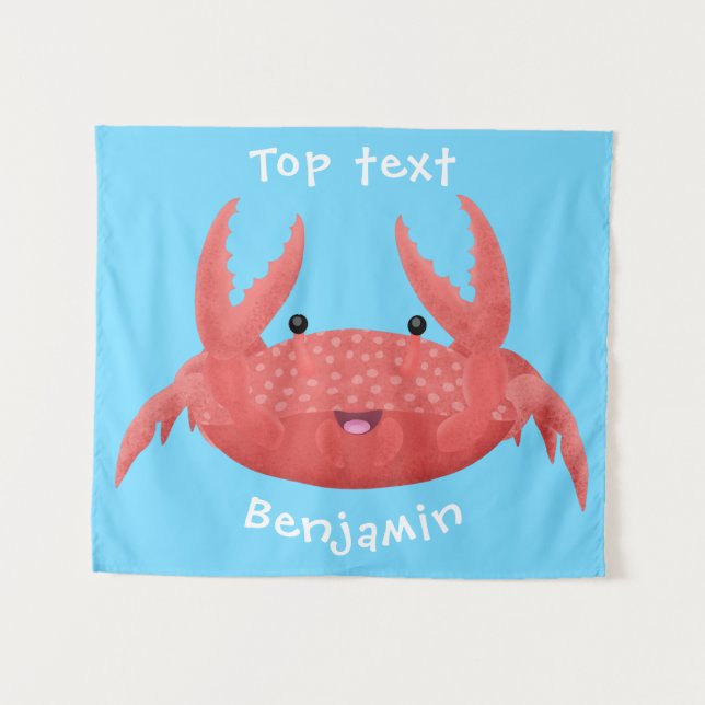 Cute red spotty crab cartoon illustration  tapestry (Front (Horizontal))