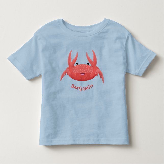 Cute red spotty crab cartoon illustration toddler T-Shirt (Front)
