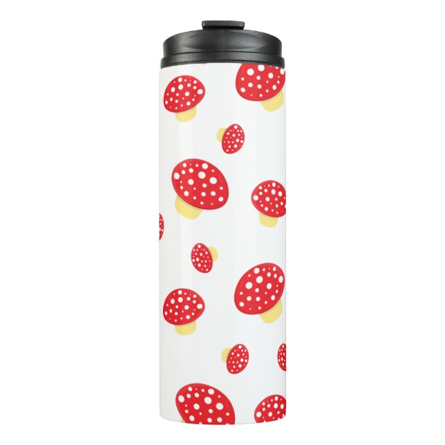 Cute Red Spotty Toadstool Mushrooms Pattern Thermal Tumbler (Front)