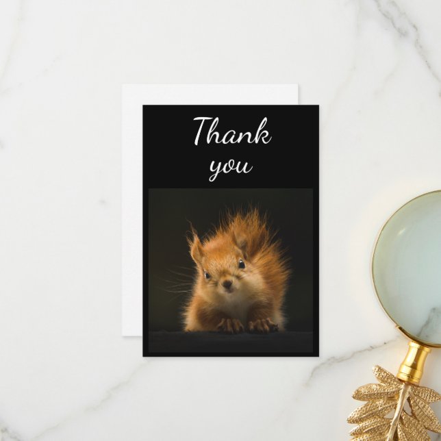 Cute Red Squirrel Animal Humour Thank You (Front/Back In Situ)