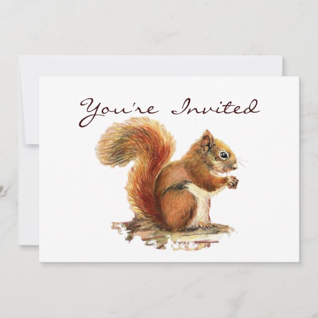 Cute Red Squirrel Birthday Party Invite (Front)