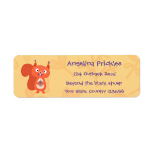 Cute red squirrel cartoon return address label